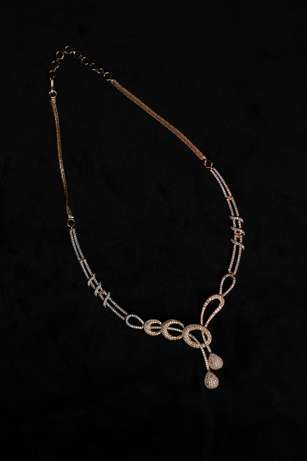 Golden Knot CZ Necklace Set
