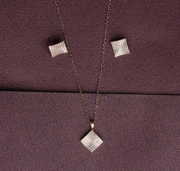 Radiant Square Sparkle Pendant Set