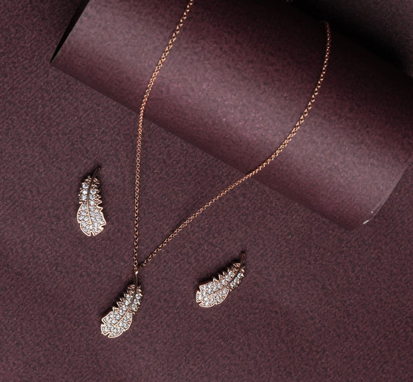 Feather Glow CZ Pendant Set