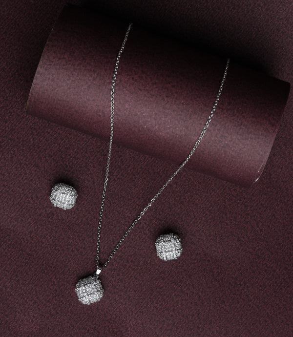 Midnight Sparkle Cushion Pendant Set