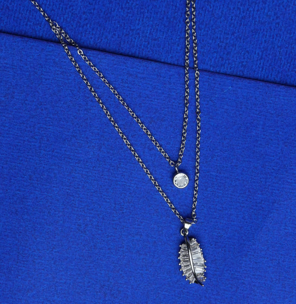 Crystal Leaf Drop Layered Pendant