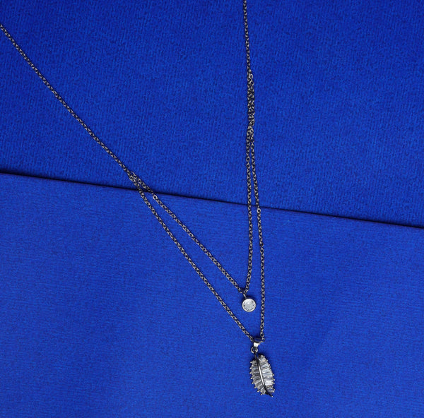 Crystal Leaf Drop Layered Pendant