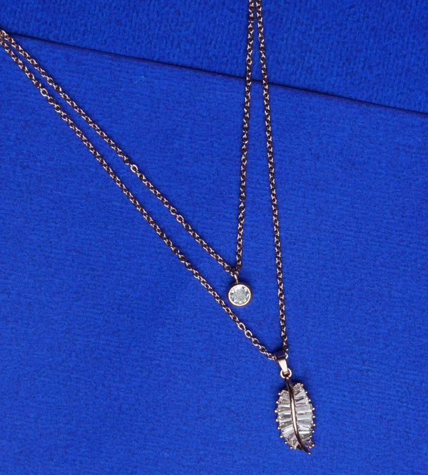 Crystal Leaf Drop Layered Pendant