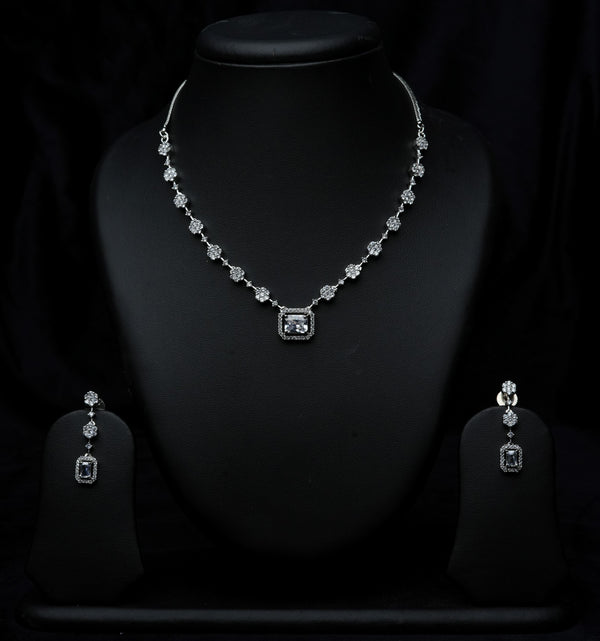 Regal Square CZ Necklace Set