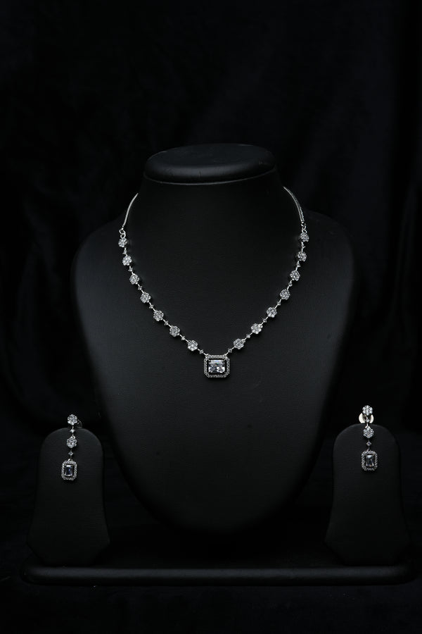 Regal Square CZ Necklace Set