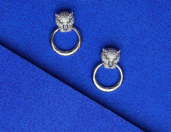 Panther Face Stud Earrings