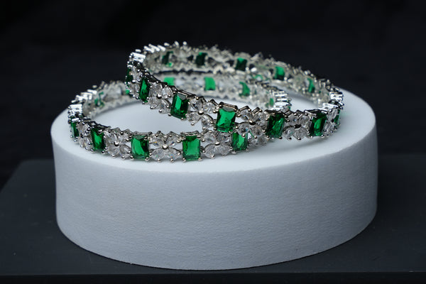 Emerald Grace CZ Bangle Set