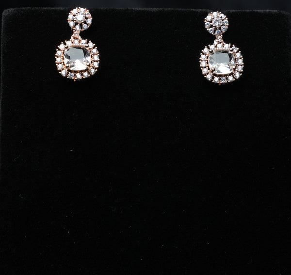 Classic Halo Cushion Drop Earrings