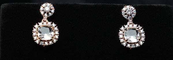 Classic Halo Cushion Drop Earrings