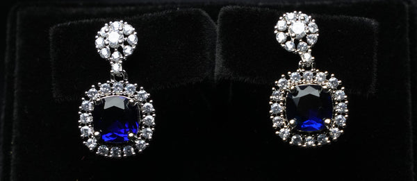 Classic Halo Cushion Drop Earrings