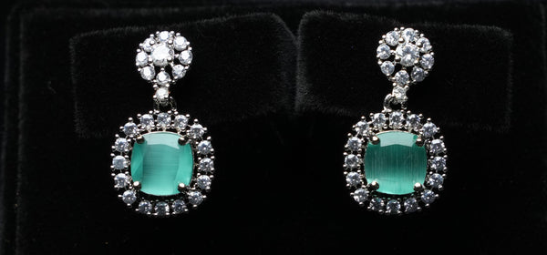 Classic Halo Cushion Drop Earrings