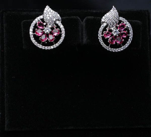 Elegant Leaf Halo Stud Earrings