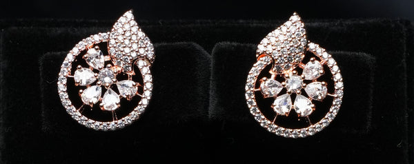 Elegant Leaf Halo Stud Earrings