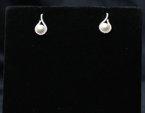 Pearl Teardrop Sparkle Studs