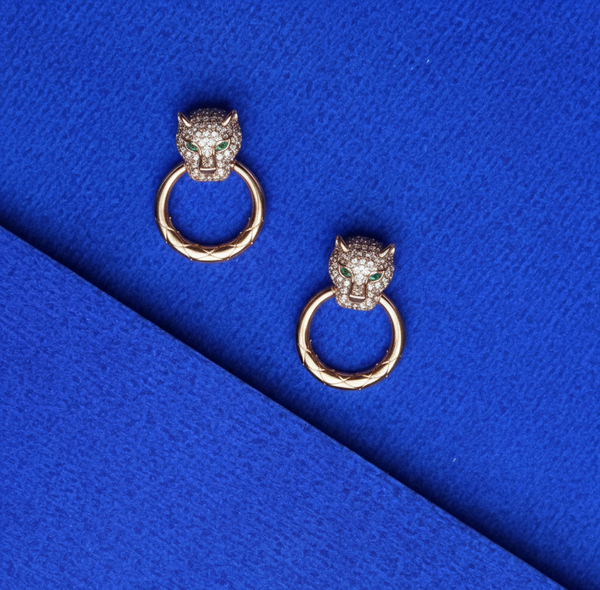 Panther Face Stud Earrings
