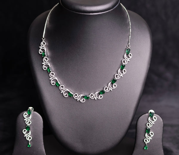 Emerald Whirl CZ Necklace Set