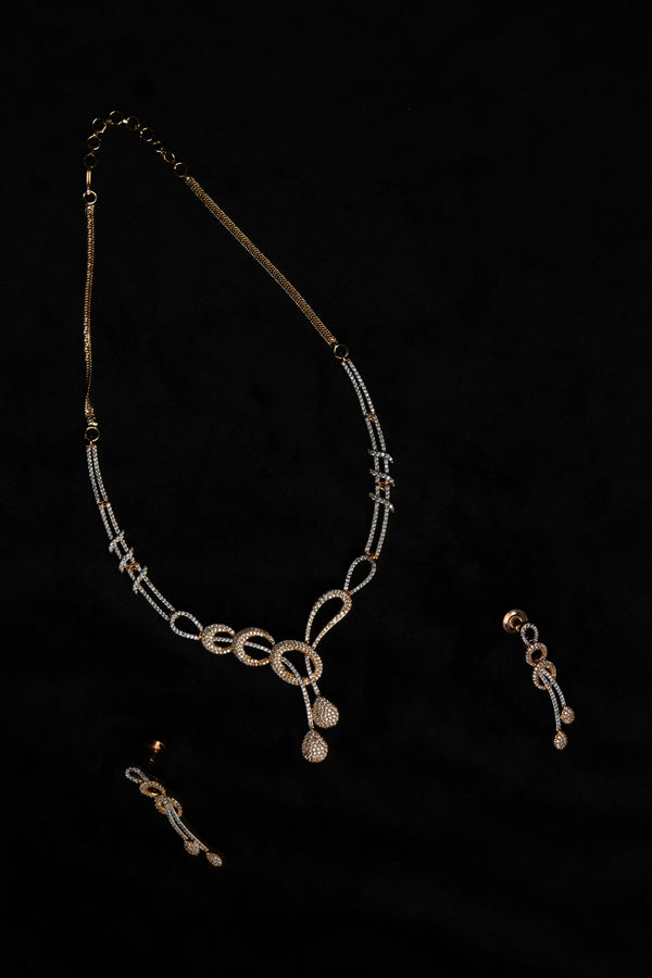 Golden Knot CZ Necklace Set