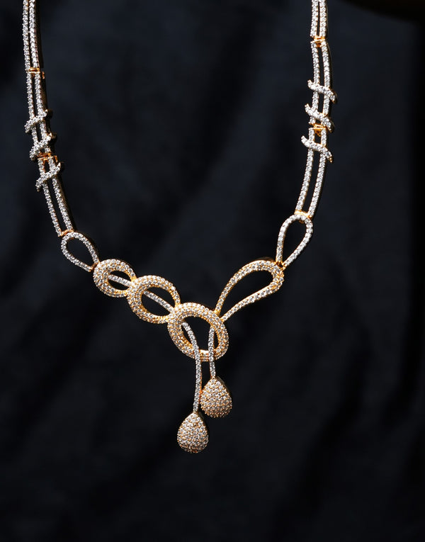 Golden Knot CZ Necklace Set