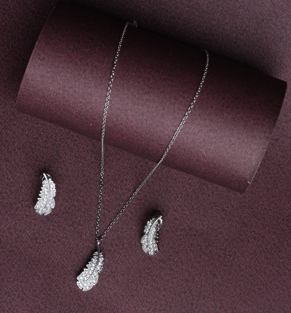 Feather Glow CZ Pendant Set