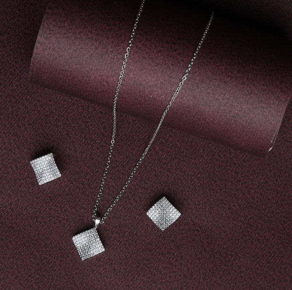 Radiant Square Sparkle Pendant Set