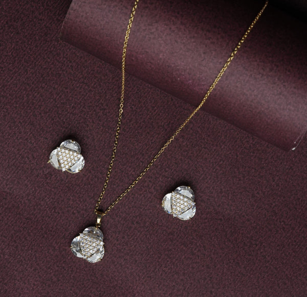 Crystal Clover Sparkle Pendant Set
