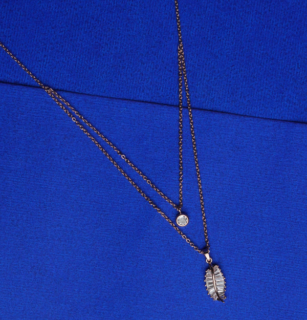 Crystal Leaf Drop Layered Pendant