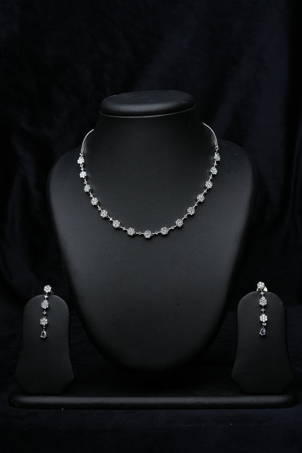 Crystal Bloom CZ Necklace Set
