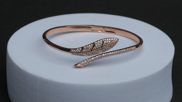 Rose Leaf Sparkle Open Bracelet