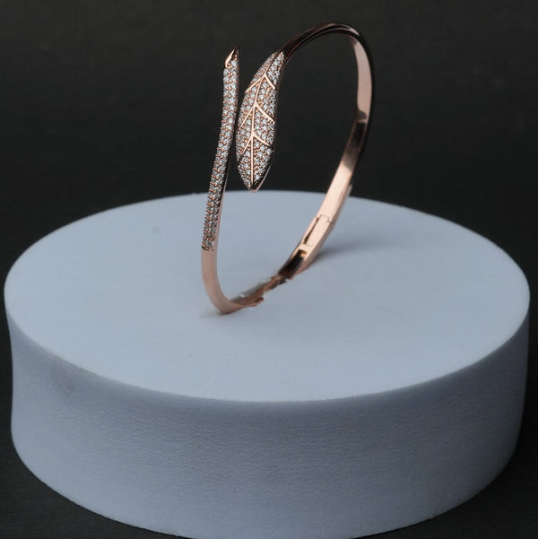 Rose Leaf Sparkle Open Bracelet