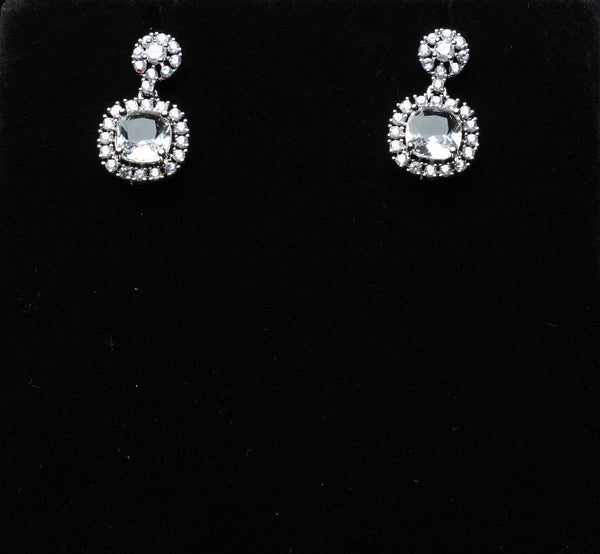 Classic Halo Cushion Drop Earrings