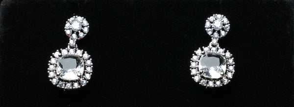 Classic Halo Cushion Drop Earrings