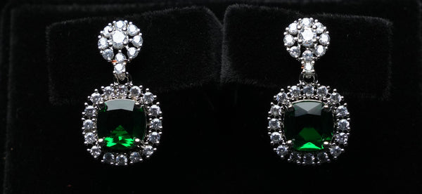 Classic Halo Cushion Drop Earrings