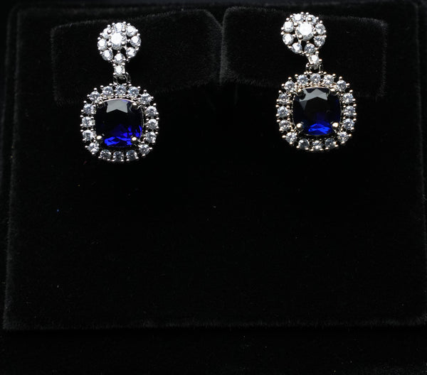 Classic Halo Cushion Drop Earrings
