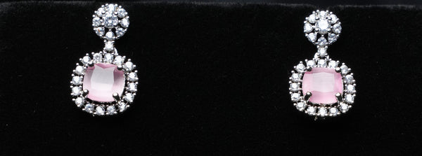 Classic Halo Cushion Drop Earrings