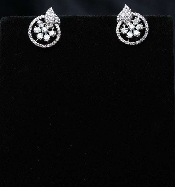 Elegant Leaf Halo Stud Earrings