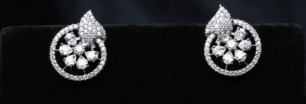 Elegant Leaf Halo Stud Earrings