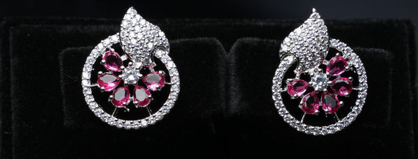 Elegant Leaf Halo Stud Earrings