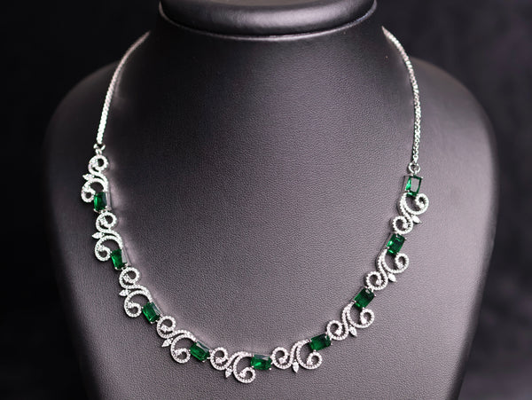 Emerald Whirl CZ Necklace Set
