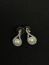 Elegant Pearl Drop Earrings with CZ Accents