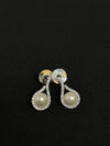 Elegant Pearl Drop Earrings with CZ Accents