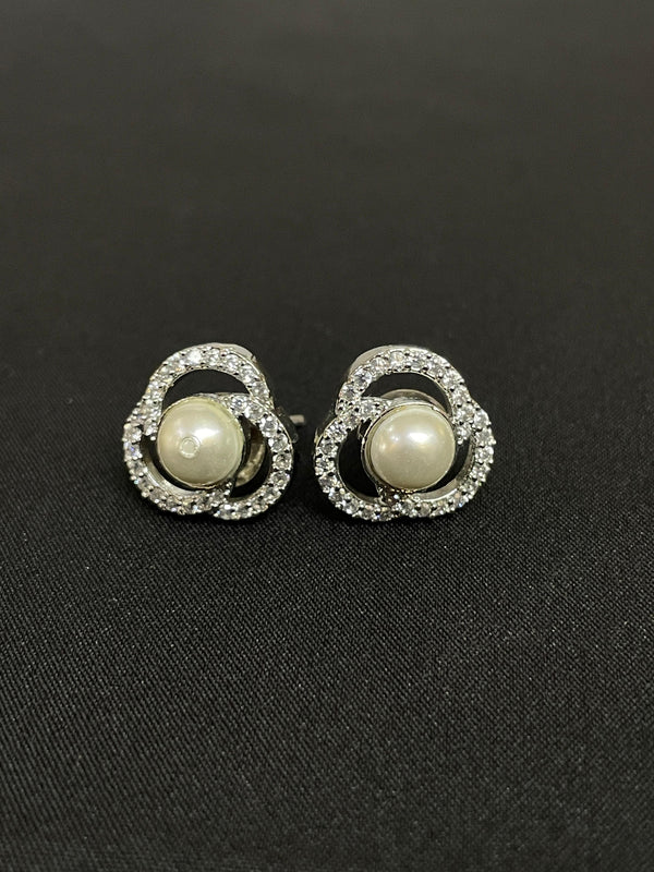 Moonlit Pearl & Crystal Stud Earrings