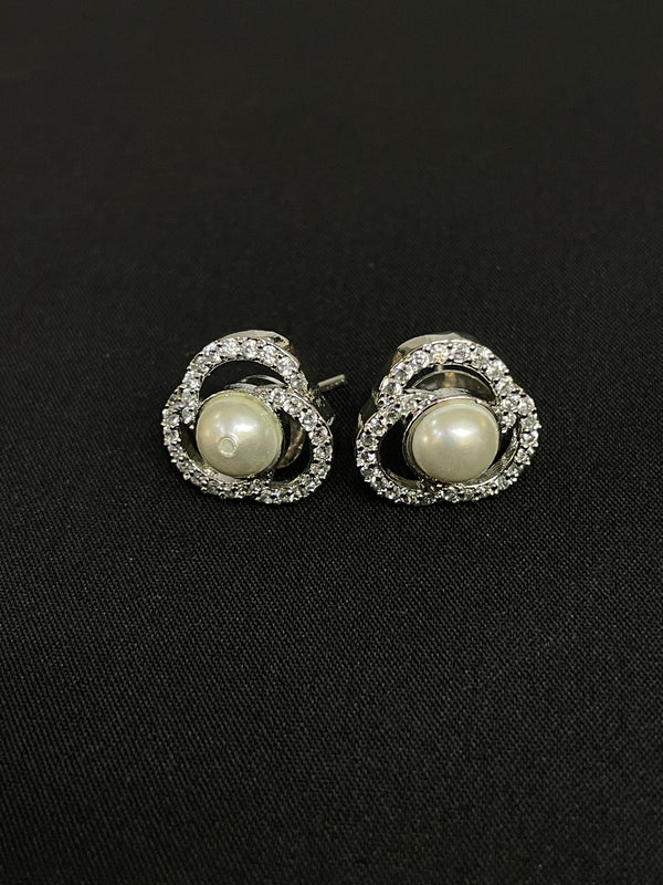 Moonlit Pearl & Crystal Stud Earrings